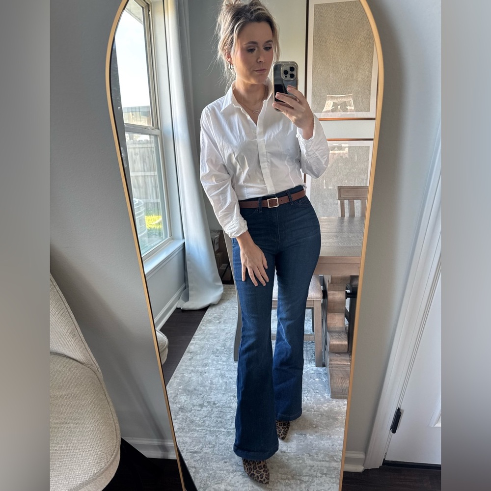 LOFT White Button-Up Crop Blouse Shirt - Picture 10 of 11